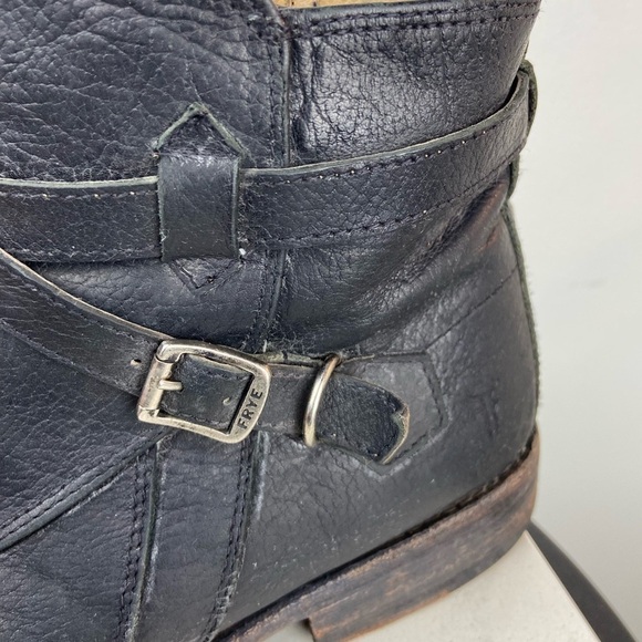 FRYE JAYDEN CROSS STRAP Black Leather Boots - Picture 14 of 16